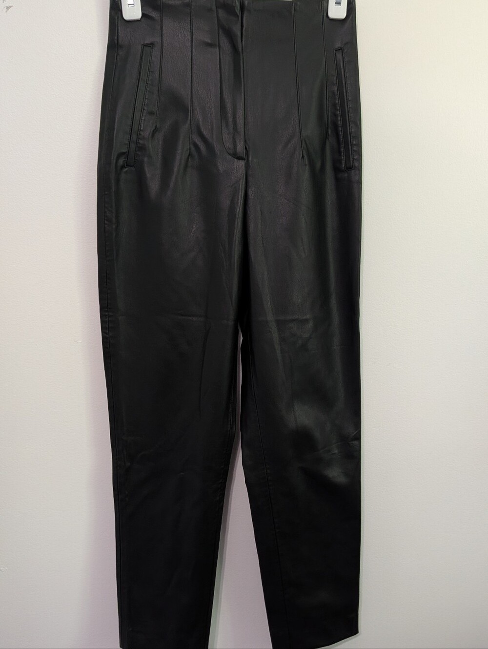 Zara Black Cropped Faux Leather Pants